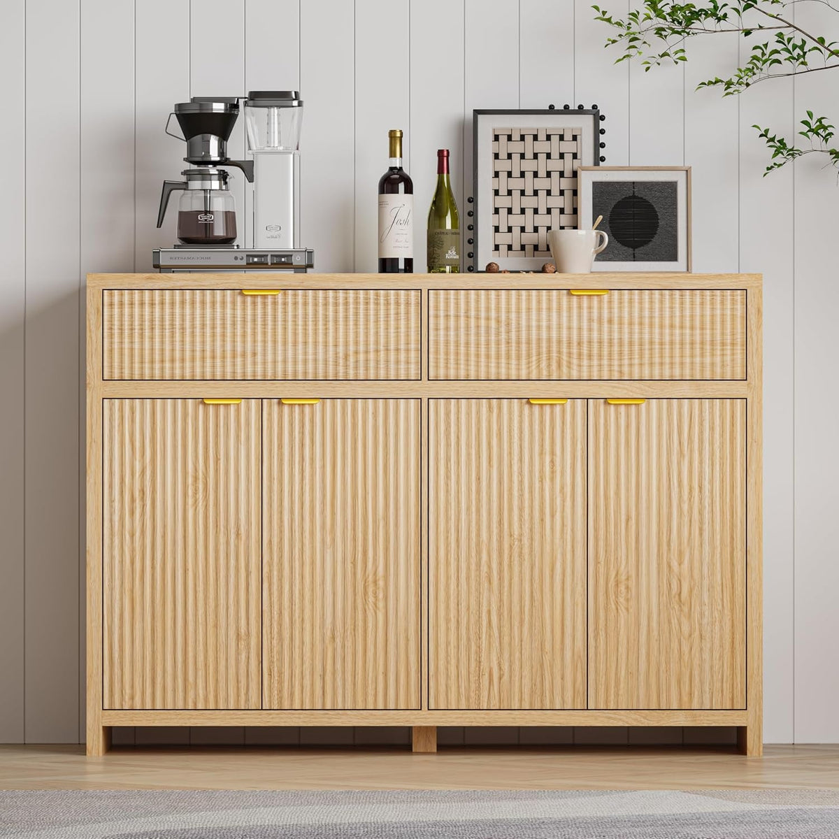 The Haven Fluted Bar Cabinet - 55 Inch