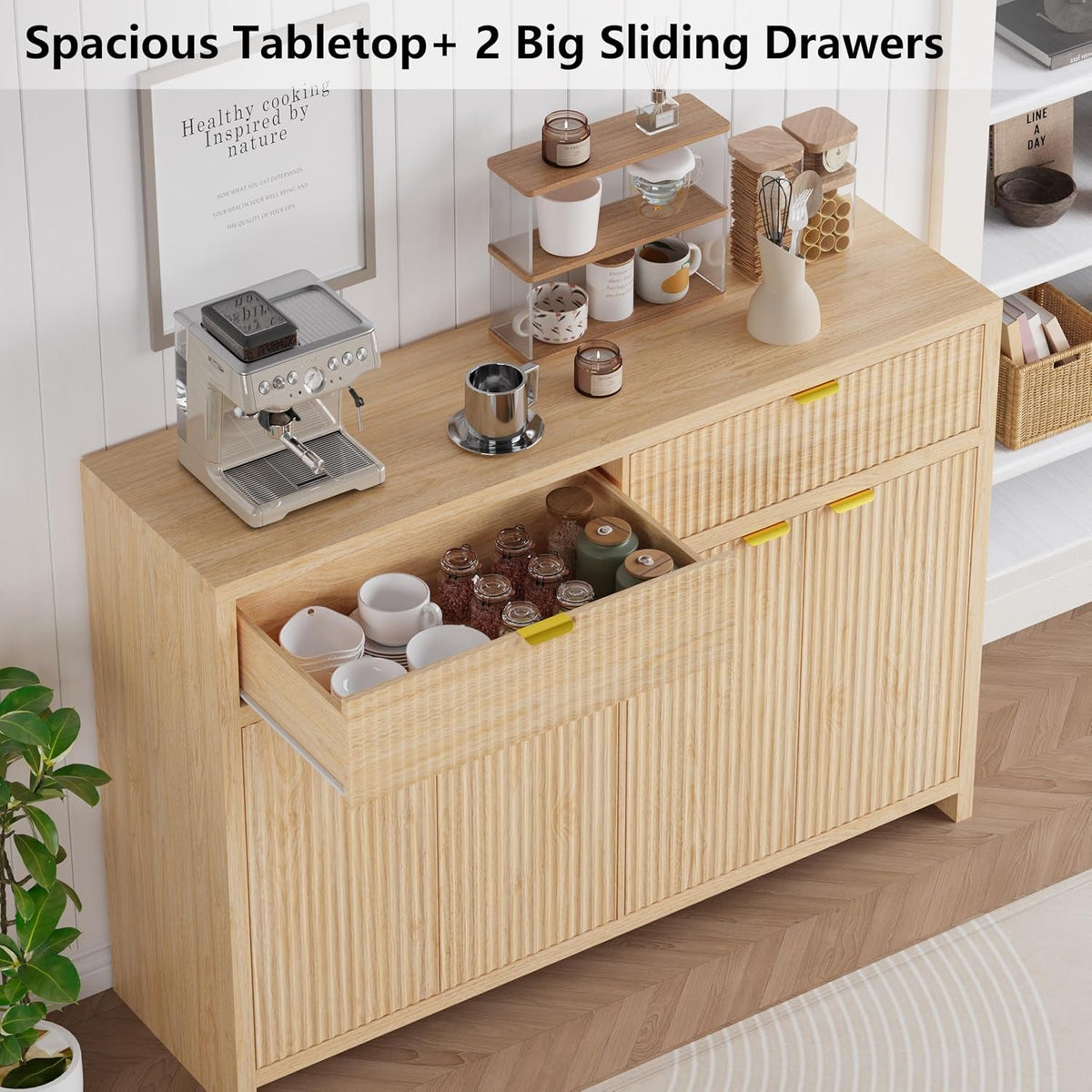 The Haven Fluted Bar Cabinet - 55 Inch