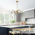 Eight Light Globe Sputnik Chandelier Brushed Brass