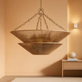 Gold Finish 5 Light Rattan Contemporary Chandeliers-0