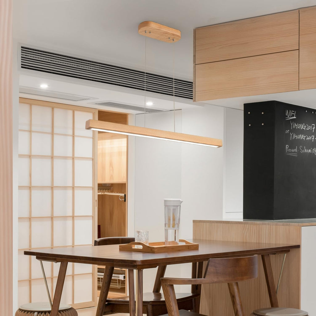 39 Inches Natural Wood Dimmable Pendant Light Fixture-3