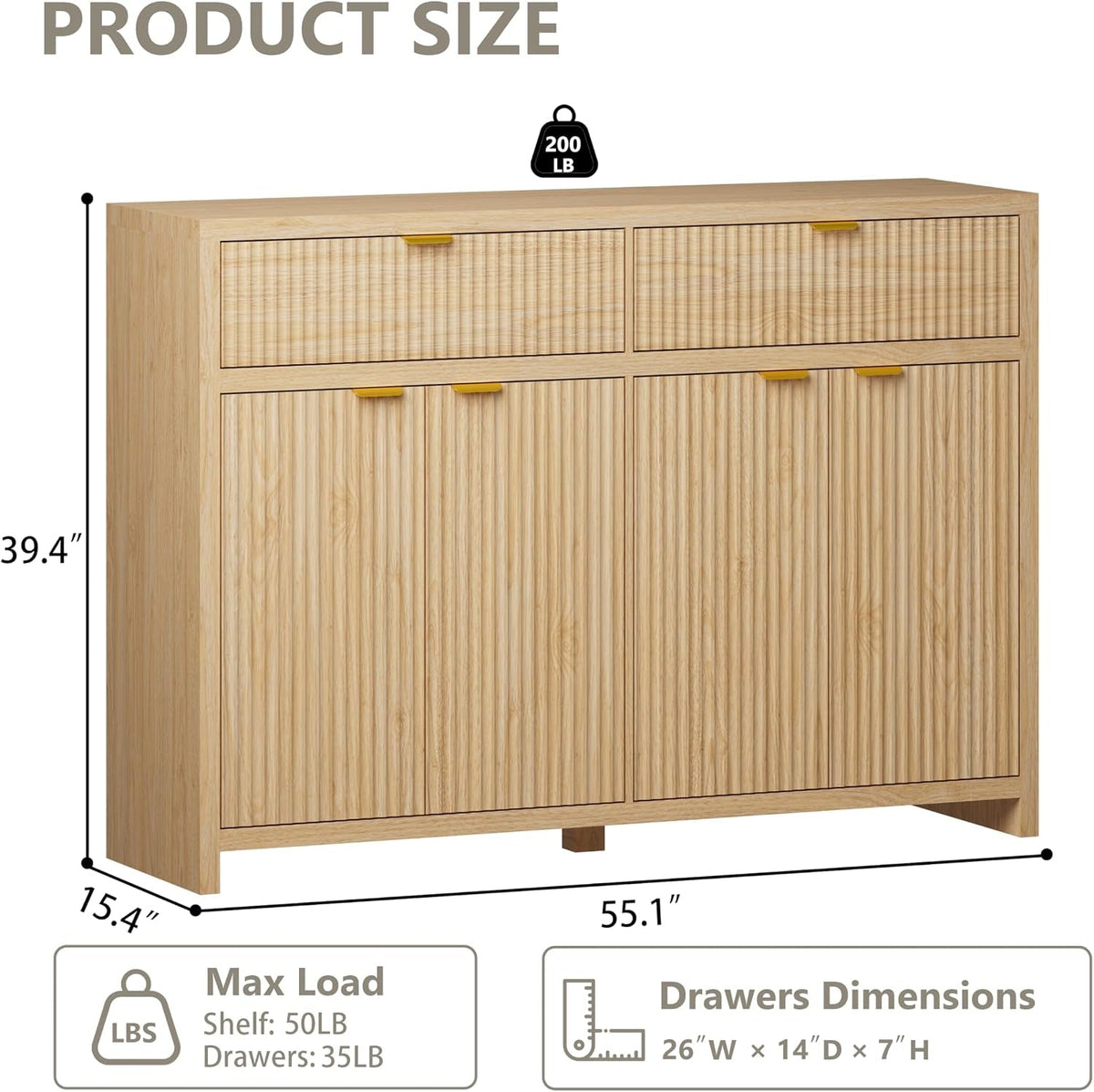 The Haven Fluted Bar Cabinet - 55 Inch