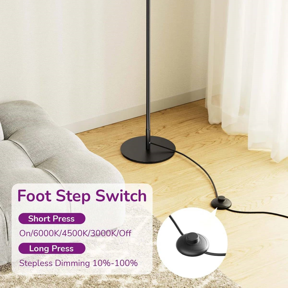Black Modern Minimalistic 57-inch Slim Bar-Shaped Dimmable LED Corner Floor Lamp