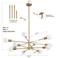 Gold 33-inch Modern 12-Light Dimmable Sputnik Chandelier Lamp