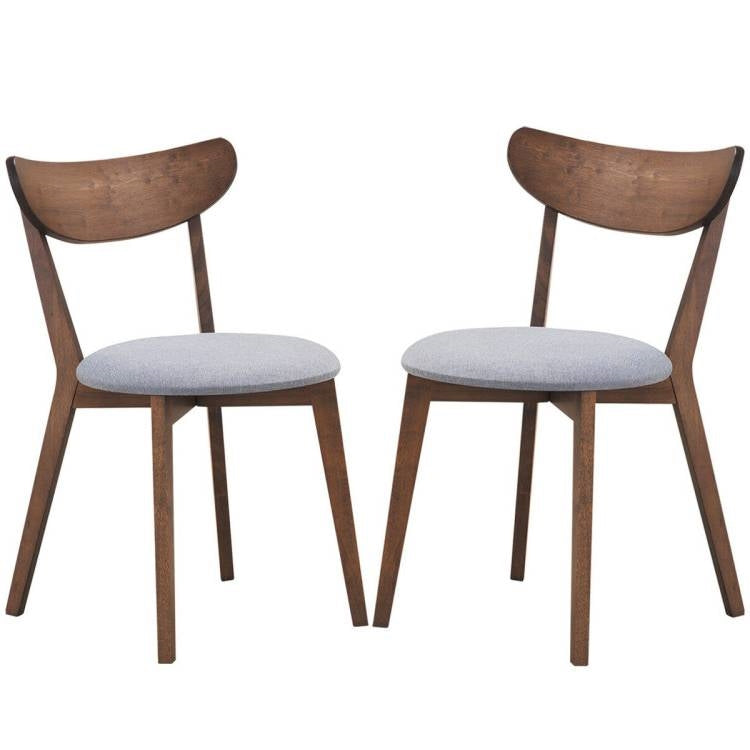 Set of 2 Mid-Century Modern Upholstered Dining Chairs - Grey