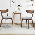 Set of 2 Mid-Century Modern Upholstered Dining Chairs - Grey