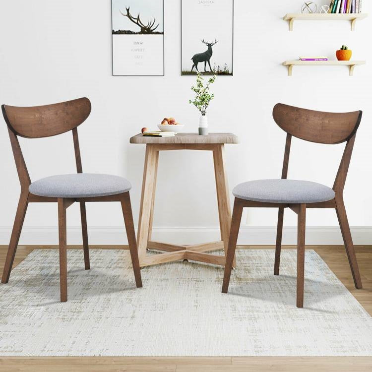 Set of 2 Mid-Century Modern Upholstered Dining Chairs - Grey