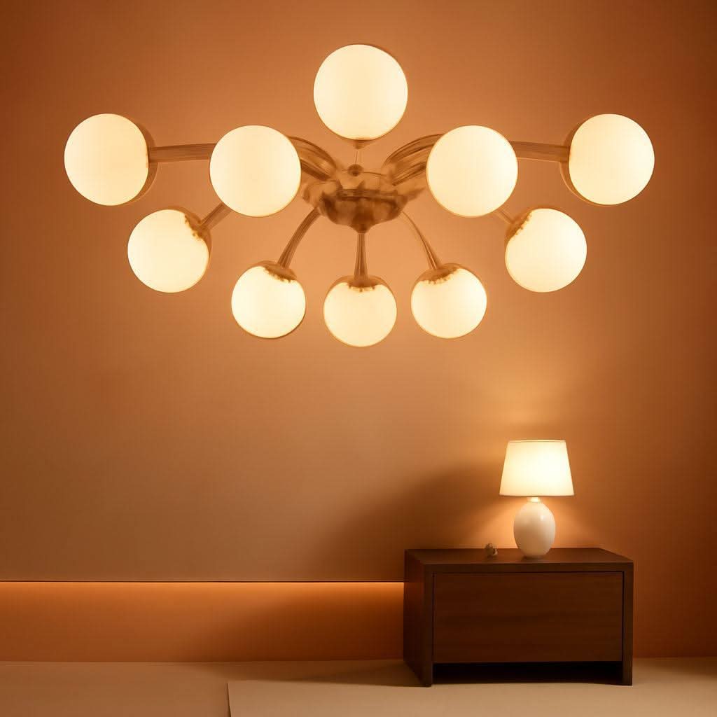 38 Inch Gold Sputnik Chandelier Opal Glass Design Ultra