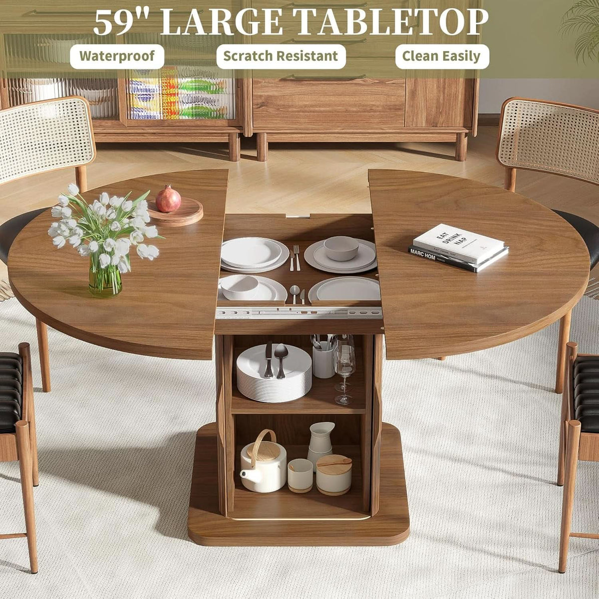 The Tambour Extendable Table - 59 Inch
