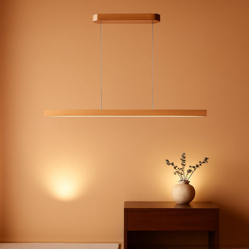 39 Inches Natural Wood Dimmable Pendant Light Fixture-0